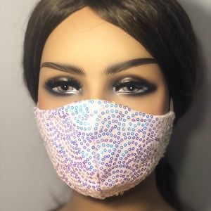Handmade. Dressy Rainbow pink sequin mask